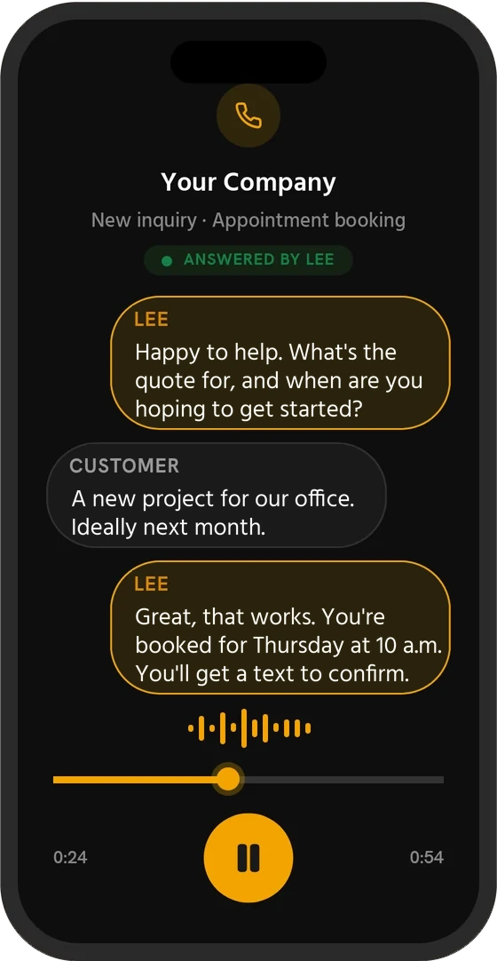 Lee booking an appointment