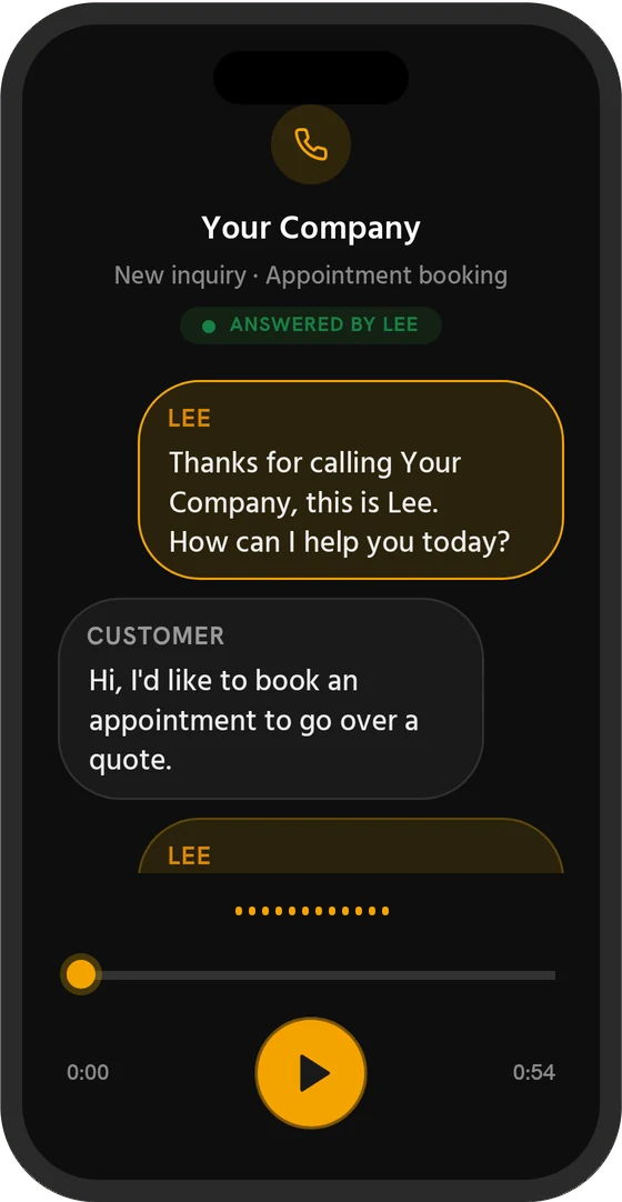 Lee answering a customer call